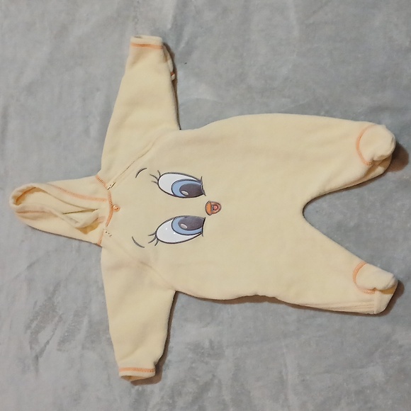 Vintage baby looney tunes tweety bird one piece warm pale yellow 0-6 months - Picture 2 of 11